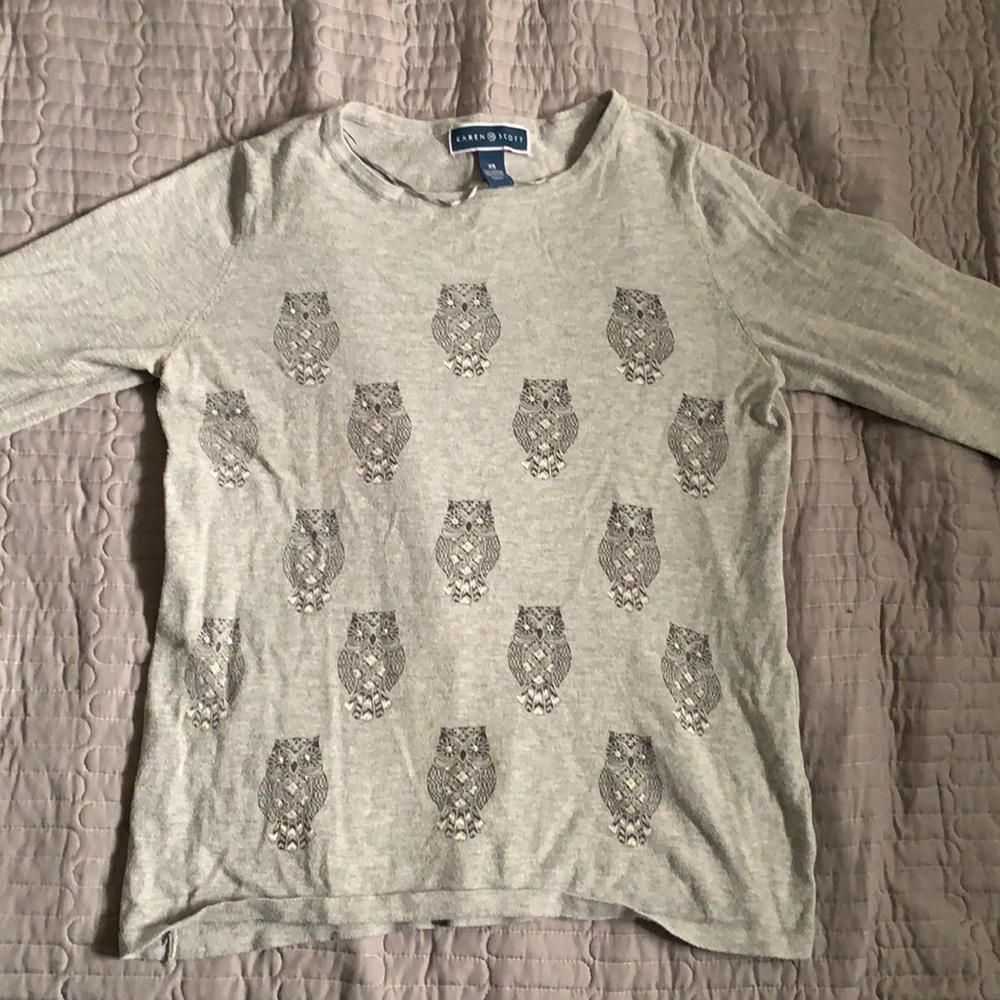 Long sleeve owl gray top size XS